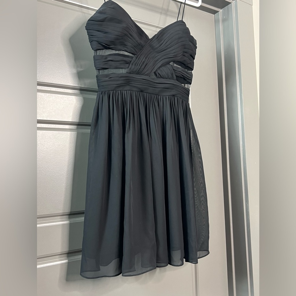 Hailey Logan Adrianna Papell Cocktail Black Mini Dress Spaghetti Straps Sz 11/12 - Picture 4 of 13